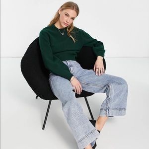 & Other Stories Round Neck Sweater in Dark Green